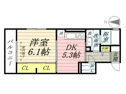 ウィングパレス津島笹が瀬(1DK/3階)の間取り写真