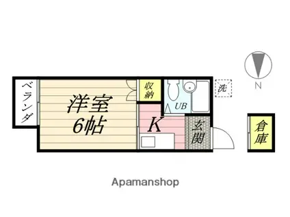 高山コーポ2F(1K/2階)の間取り写真