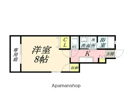 RELUXIA 南棟(1K/1階)の間取り写真