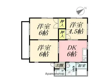 キャッスル豊成(3DK/2階)の間取り写真