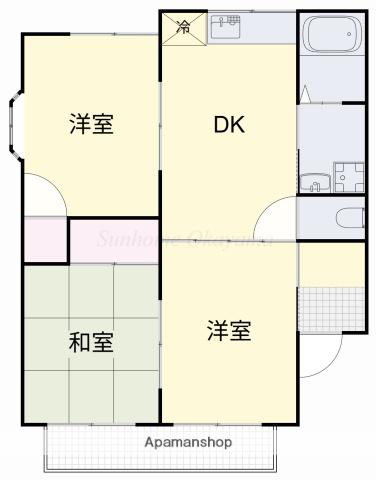 B・フォレストⅢ(2DK/2階)の間取り写真