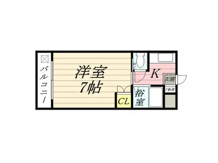 ラ・パルテール福富 壱番館(1K/4階)の間取り写真