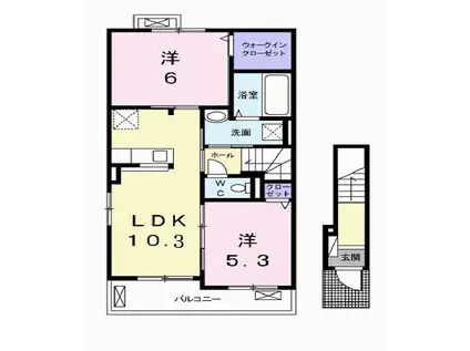 プラムⅡ(2LDK/2階)の間取り写真