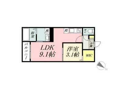 REGALEST 大供(1LDK/2階)の間取り写真