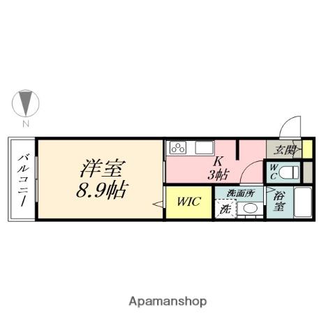 ヴァン ヴェール京山(1K/2階)の間取り写真