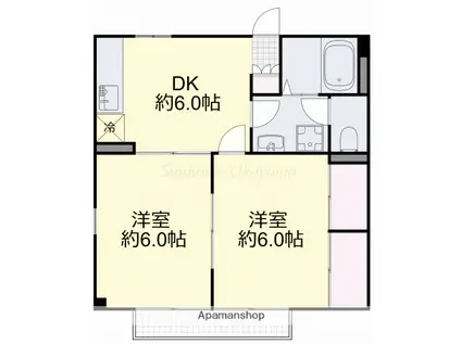 向山ハイツ(2DK/2階)の間取り写真