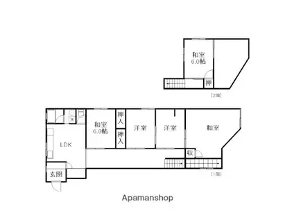 宇野線 宇野駅 徒歩24分 2階建 築39年(5LDK)の間取り写真