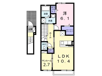 レトワール あかいわ(1LDK/2階)の間取り写真