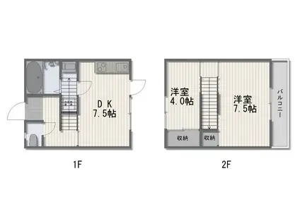 リバーサイド金岡(2DK/1階)の間取り写真