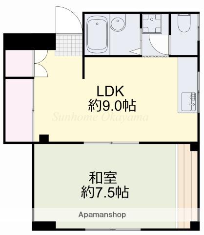 野田屋町赤松ビル(1LDK/3階)の間取り写真