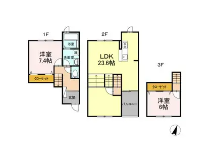 カーサ・カルム(2LDK/1階)の間取り写真