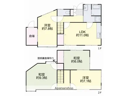 吉備線 備前三門駅 徒歩11分 2階建 築49年(4LDK)の間取り写真