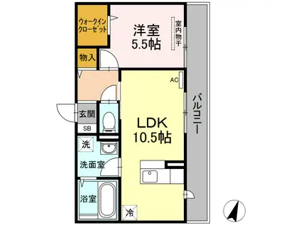 メナージュ(1LDK/3階)の間取り写真