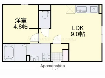 GRAVITY (1LDK/1階)の間取り写真