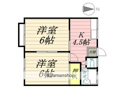 コーポかたやまC棟(2K/2階)の間取り写真