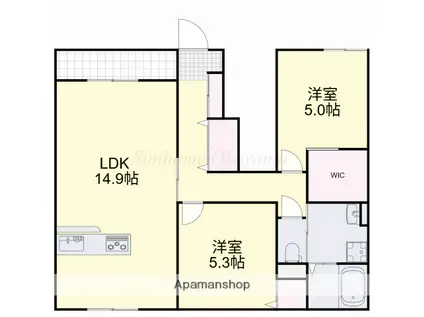 妹尾アパート(2LDK/1階)の間取り写真
