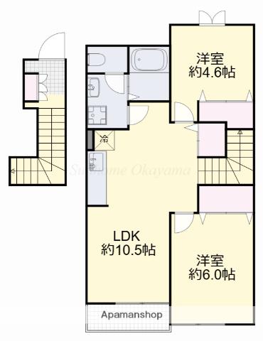 ラフィーネAYAA棟(2LDK/2階)の間取り写真