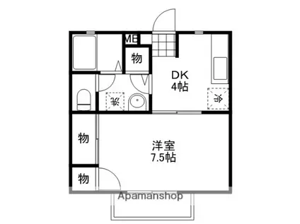 グリーンロード(1K/1階)の間取り写真