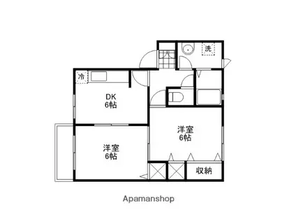 ベルエポックS(2DK/2階)の間取り写真