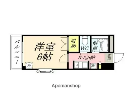 ハッピーハイツ今(1K/1階)の間取り写真