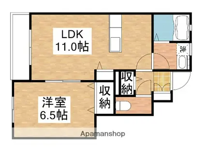 アルファ・陵南(1LDK/1階)の間取り写真