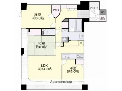 エンヴィーズライフ岡山大雲寺前(3LDK/7階)の間取り写真