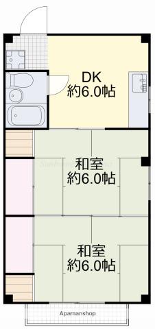 富田町共同ビル(2DK/2階)の間取り写真