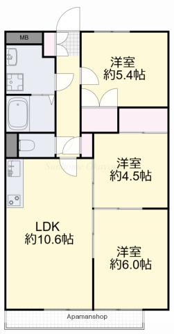 ネクスト倉田 西館(3LDK/5階)の間取り写真