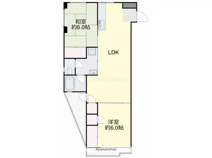 オリーブ浜(2LDK/3階)の間取り写真
