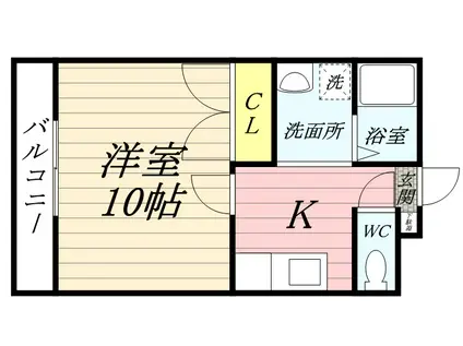 アクセスワケⅡ(1K/3階)の間取り写真