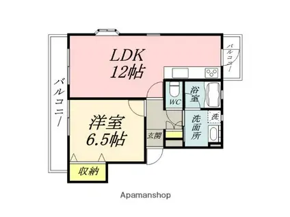 サウスシャインハヤシ(1LDK/2階)の間取り写真