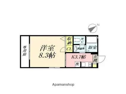 ウィズダム田井A棟(1K/1階)の間取り写真