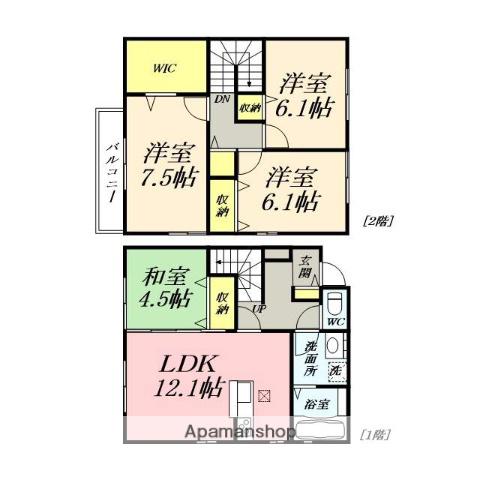 津山線 法界院駅 徒歩23分 2階建 築12年(4LDK)の間取り写真