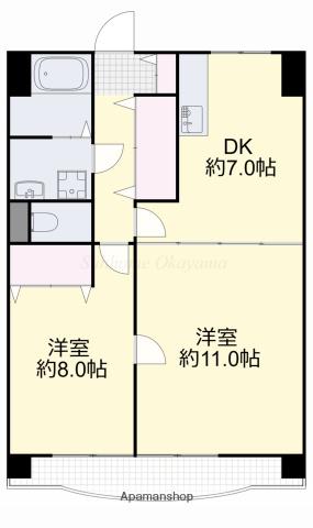アークハイツ鹿田(2DK/12階)の間取り写真