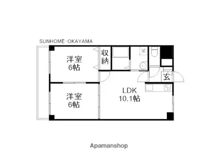 ホワイトストーン白石(2LDK/4階)の間取り写真
