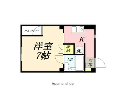 ノーブルハイツ鹿田(ワンルーム/4階)の間取り写真