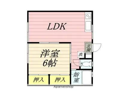 ラ・セーヌ藤崎D(1LDK/2階)の間取り写真