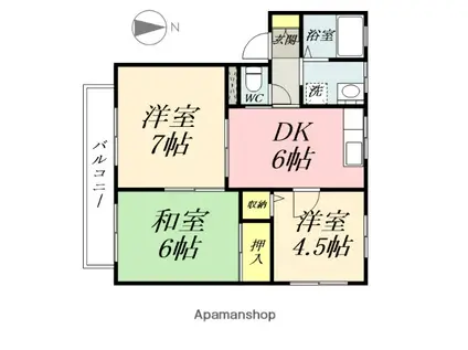 ヴィラメリー(3DK/2階)の間取り写真