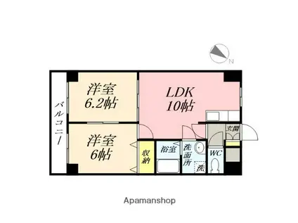 サニーヒルズ大福(2LDK/2階)の間取り写真