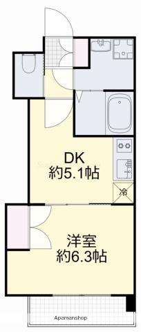 GRAND ETERNA岡山 2(1DK/5階)の間取り写真
