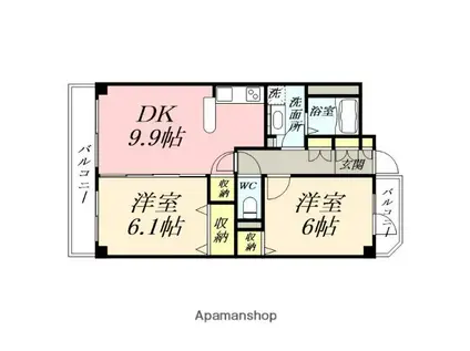 カーサフィオーレ西市駅前(2LDK/8階)の間取り写真