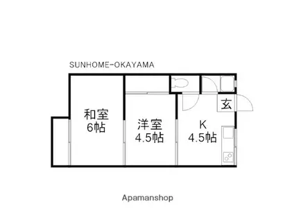 リバティーアパート(2K/2階)の間取り写真