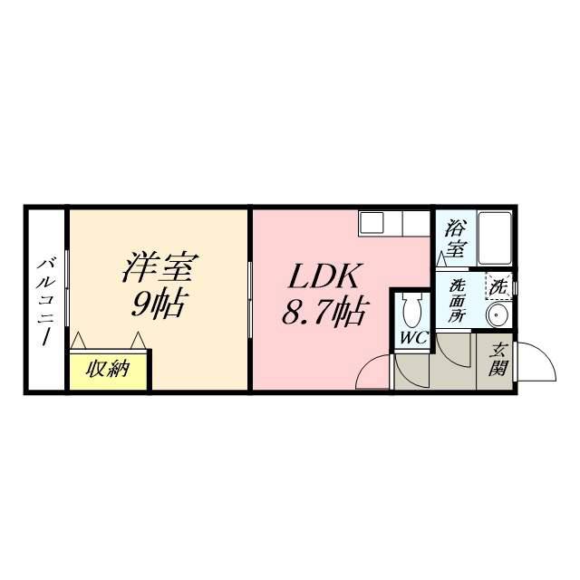 ルネ下中野(1LDK/1階)の間取り写真