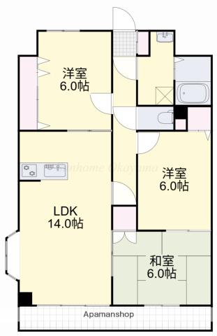 はなはうす門田本町(3LDK/3階)の間取り写真