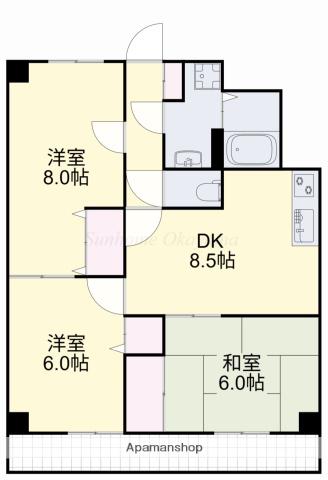はなはうす門田本町(3DK/2階)の間取り写真