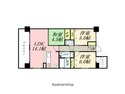アルファライフ岡大医学部前(3LDK/10階)の間取り写真