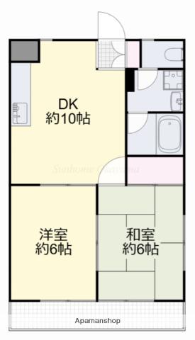 スカイハイツ富第2(2DK/3階)の間取り写真