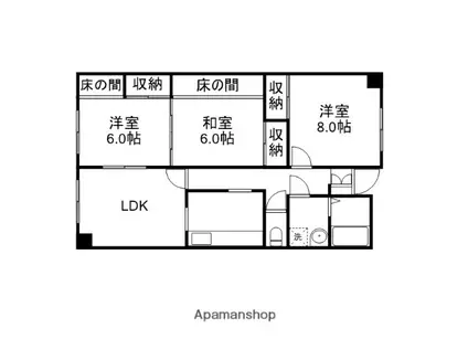 アメニティー伊島(3LDK/4階)の間取り写真