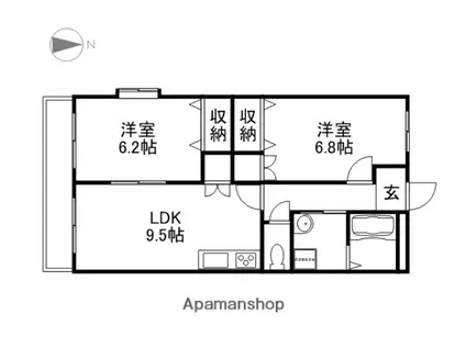 ビエンベニード(2LDK/3階)の間取り写真