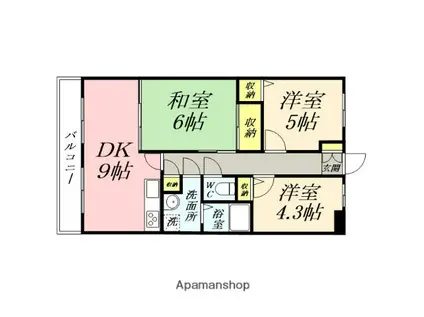 清水マンション(3DK/4階)の間取り写真